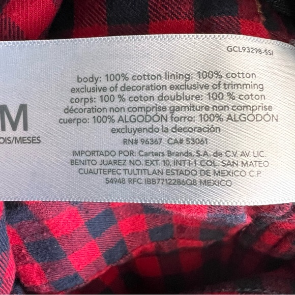 Oshkosh kids denim overalls lined with plaid cotton - Picture 8 of 9